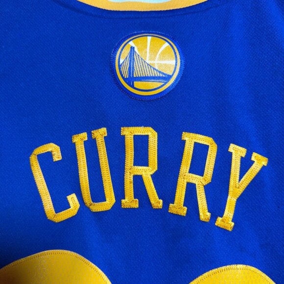 Golden State Warriors Stephen Curry #30 Adidas NBA Mens Jersey Blue/Yellow Size - Picture 9 of 11
